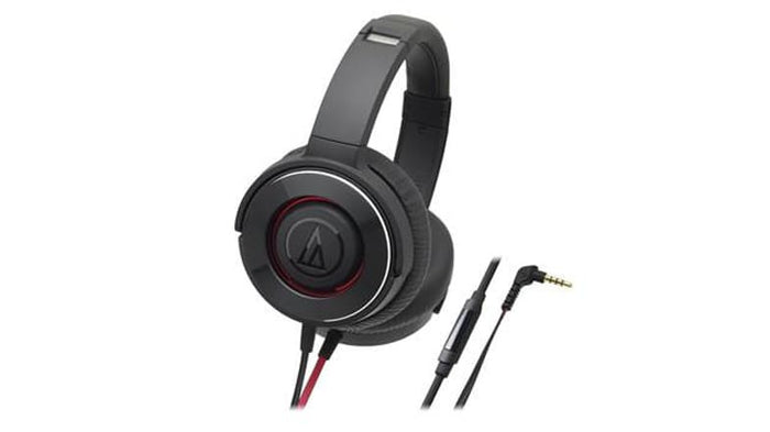 Audio Technica ATH-WS550iS Portable Solid Bass Series Headphones (BRD - Black / Red), Audio Technica - HeadfiAudio
